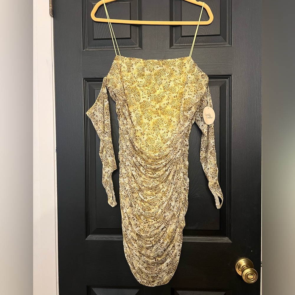 Camila Coelho Mini Yellow Butterfly Dress